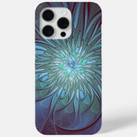 Resumen moderno Arte fractal de flor azul de moda