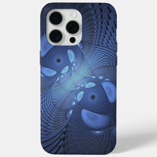 Funda De Case-Mate Para iPhone Resumen moderno Arte Fractal Dusk Azul trendy (Reverso )