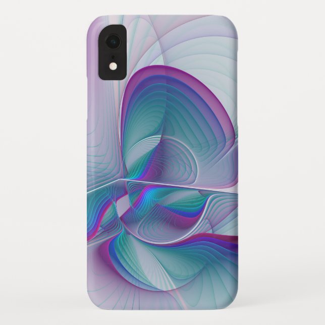 Funda De Case-Mate Para iPhone Resumen moderno Arte fractal rosa azul turquesa ro (Reverso)