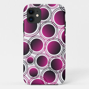 Funda Para iPhone 11 Resumen moderno del Círculo Concéntrico Rosa y Púr