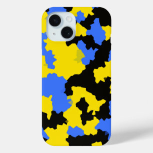 Funda Para iPhone 15 Resumen moderno Diseño del patrón amarillo azul ne