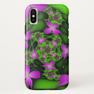 Funda Para iPhone XS Resumen moderno Flores fractales de color verde ne