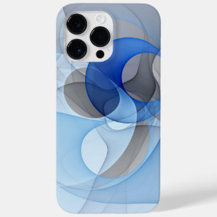 Funda Para iPhone 14 Pro Max De Case-Mate Resumen moderno Gráfico de arte fractal gris azul