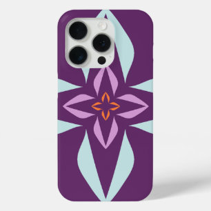Funda Para iPhone 15 Pro Resumen moderno Morado y Naranja floral