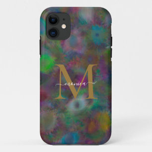 Funda Para iPhone 11 Resumen moderno Nombre del Monograma de Oro Neon C