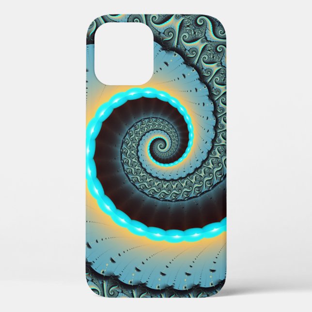 Funda De Case-Mate Para iPhone Resumen Naranja azul turquesa espiral de arte frac (Reverso )