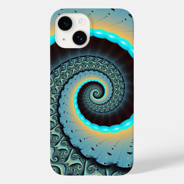 Funda De Case-Mate Para iPhone Resumen Naranja azul turquesa espiral de arte frac (Reverso )