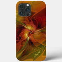 Resumen Naranja Rojo Nombre de Flor Fractal Verde