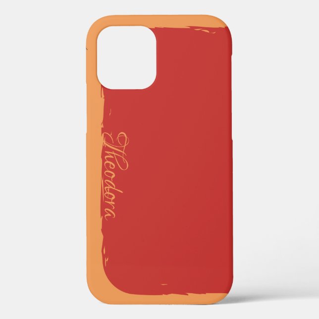 Funda De Case-Mate Para iPhone Resumen Naranja Texto rojo y blanco (Reverso )