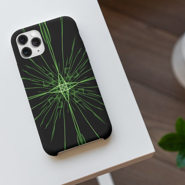 Funda De Case-Mate Para iPhone Resumen Neón verde negro simétrico (Subido por el creador)