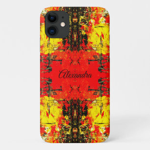 Funda Para iPhone 11 Resumen Nombre del Purpurina rojo negro amarillo p