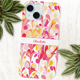 Funda Para iPhone 15 Resumen Patrón de mármol retro Pink Personalizado