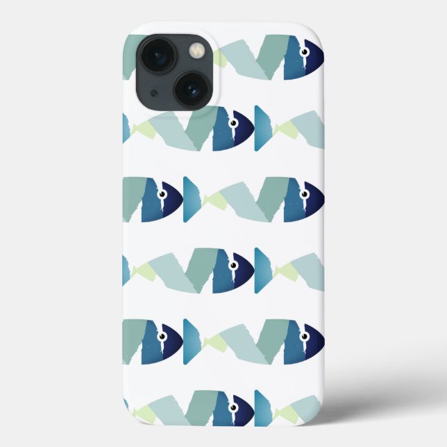 Funda De Case-Mate Para iPhone Resumen Pescado Azul Natación (Reverso)