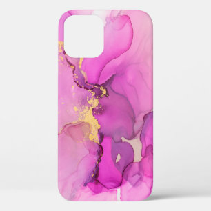 Funda Para iPhone 12 Resumen púrpura, lílica, rosa, fondo dorado, wal