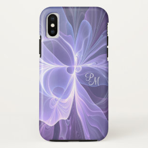 Funda Para iPhone X Resumen púrpura monograma moderno fractal