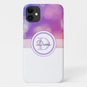 Funda Para iPhone 11 Resumen púrpura monogramado Girly