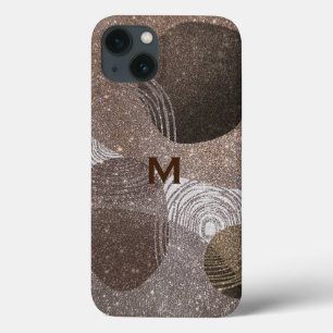Funda Para iPhone 13 Resumen Purpurinoso de bronce Monogramado