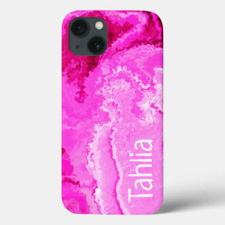 Funda Para iPhone 13 Resumen rápido de arte líquido en rosa y blanco
