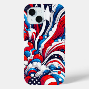 Funda Para iPhone 15 Resumen rojo, blanco y azul de la bandera de los E