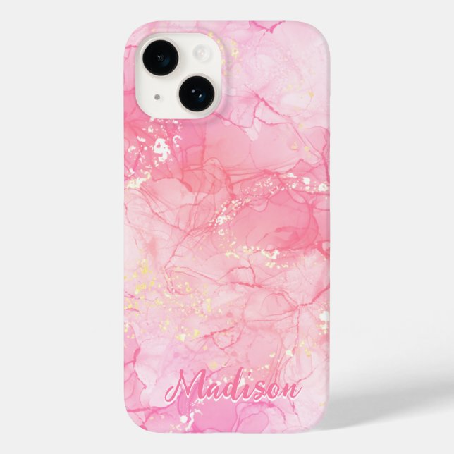 Funda De Case-Mate Para iPhone Resumen rosa moderno personalizado (Reverso )