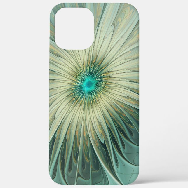 Funda De Case-Mate Para iPhone Resumen Sage Green Fantasy Flower Fractal Art (Reverso )