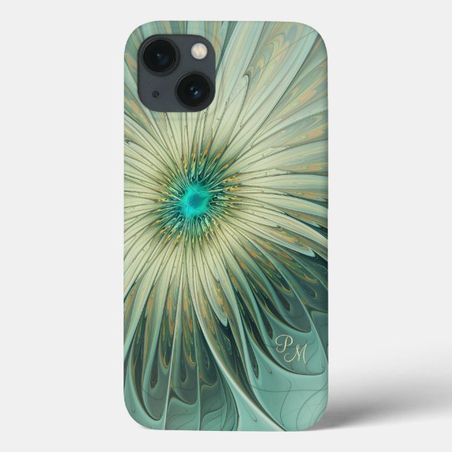 Funda De Case-Mate Para iPhone Resumen Sage Green Fantasy Flower Fractal Personal (Reverso)