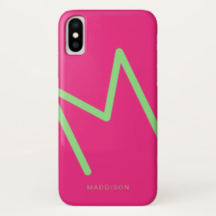 Funda Para iPhone X Resumen simple de color rosa caliente verde lima i