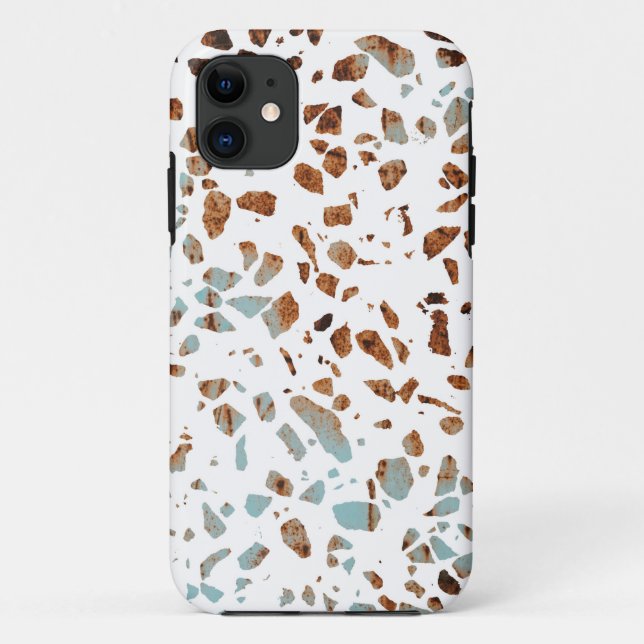 Funda De Case-Mate Para iPhone Resumen Terrazzo Mosaic Rust Brown & Blue Pattern (Reverso)