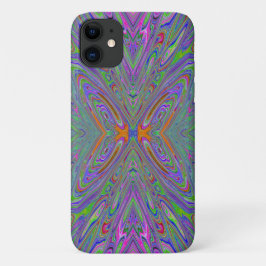 Funda Para iPhone 11 Resumen Trippy Purple, Naranja y mariposa verde