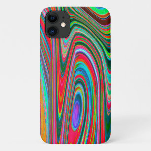 Funda Para iPhone 11 Resumen Trippy Red, Verde y Azul Arte Groovy