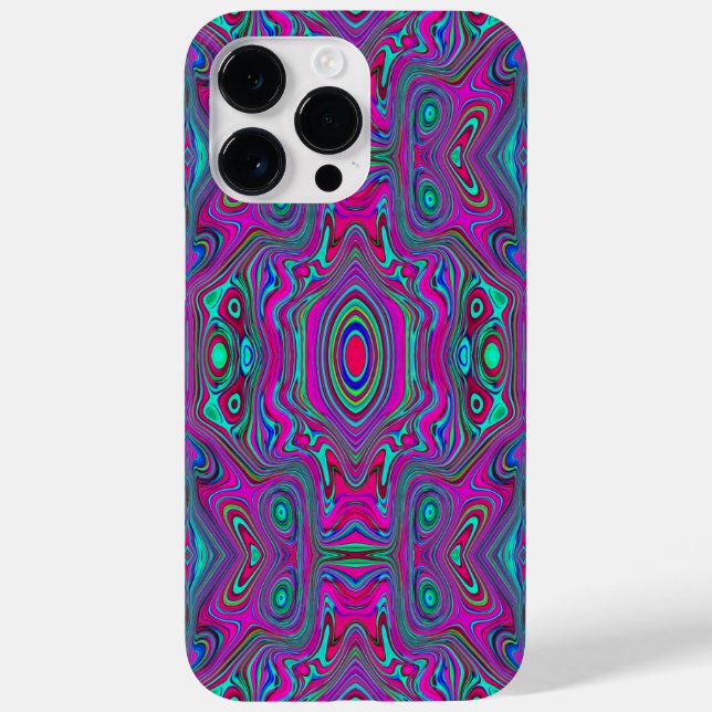 Funda De Case-Mate Para iPhone Resumen trippy retro magenta, azul y verde (Reverso)