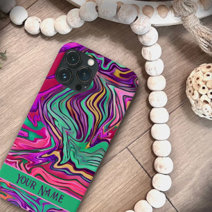 Funda Para iPhone 13 Pro Max Resumen verde rosado personalizado moderno