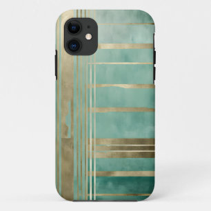 Funda Para iPhone 11 Resumen verde y oro #3