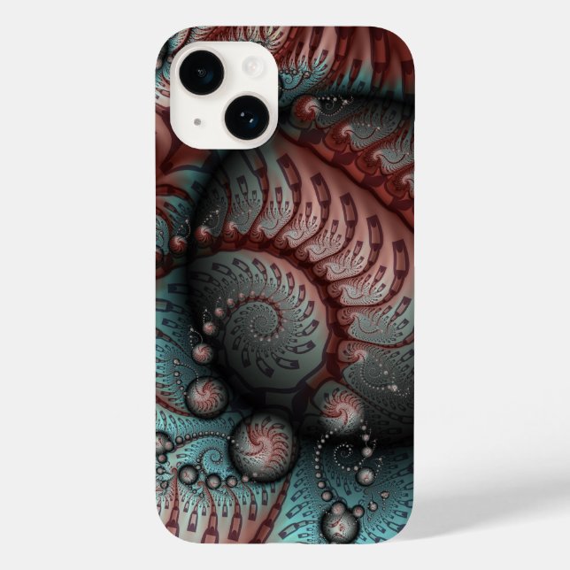 Funda De Case-Mate Para iPhone Resumen Vivid Fantasy Fractal Art Brown Blue (Reverso )
