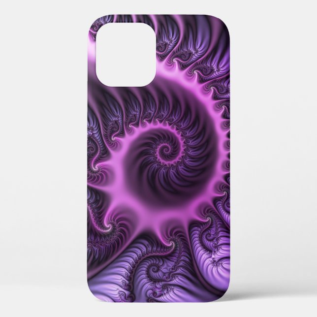 Funda De Case-Mate Para iPhone Resumen Vivid Guay Pink Purple Fractal Art Spiral (Reverso )
