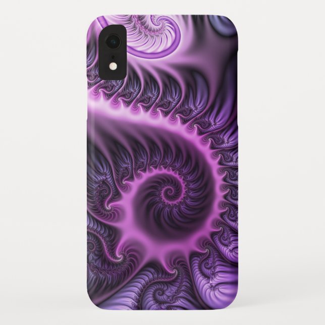 Funda De Case-Mate Para iPhone Resumen Vivid Guay Pink Purple Fractal Art Spiral (Reverso)