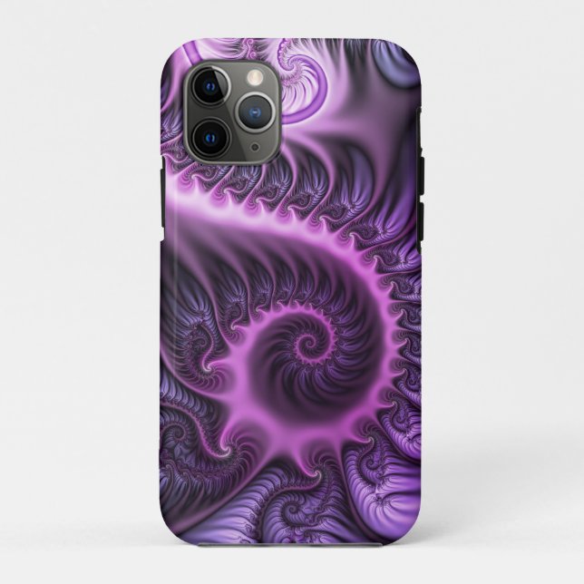 Funda De Case-Mate Para iPhone Resumen Vivid Guay Pink Purple Fractal Art Spiral (Reverso)