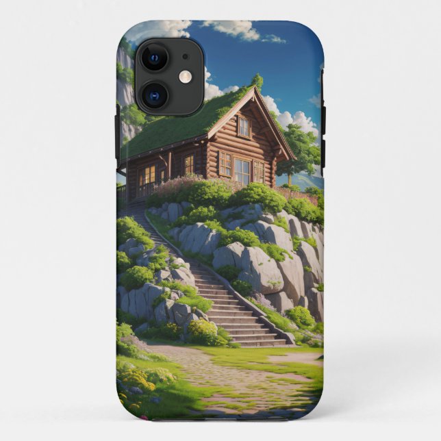 Funda De Case-Mate Para iPhone Retiro de cabina Serene Hilltop (Reverso)
