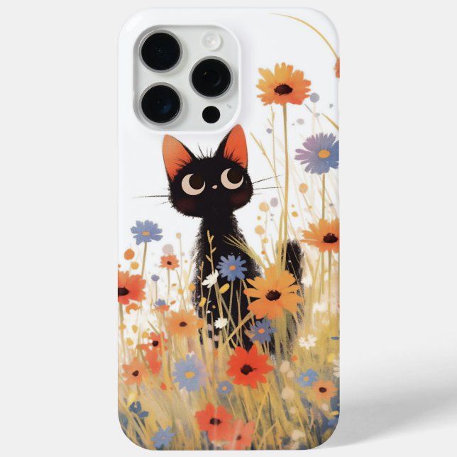 Funda De Case-Mate Para iPhone Retiro de Flores Gato Negro (Reverso )