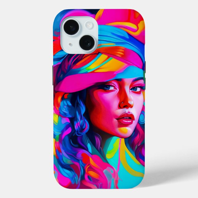 Funda De Case-Mate Para iPhone Retrato abstracto vibrante (Reverso )