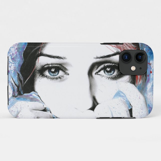 Funda De Case-Mate Para iPhone Retrato chica ojos Bonito Arte de pintura acuarela (Reverso (horizontal))