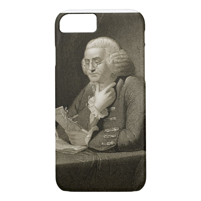 Funda De Case-Mate Para iPhone Retrato de Benjamin Franklin, grabado por Thomas (Reverso)