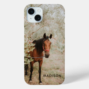 Funda Para iPhone 15 Mini Retrato de caballo Personalizado equino animal per