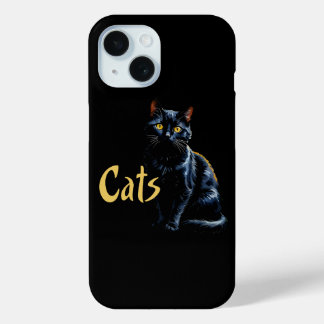 Funda Para iPhone 15 Retrato de gato negro
