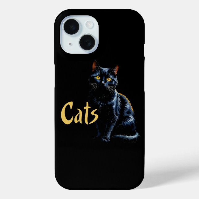 Funda De Case-Mate Para iPhone Retrato de gato negro (Reverso )