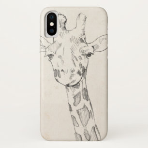 Funda Para iPhone X Retrato de jirafa  Esbozo