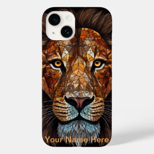 Funda Para iPhone 14 De Case-Mate Retrato de león en mosaico en vidrio emplomado