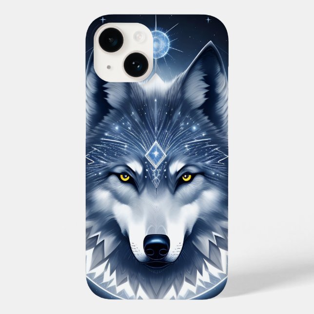 Funda De Case-Mate Para iPhone Retrato de Lobo Místico Arte (Reverso )