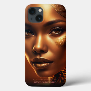 Funda Para iPhone 13 Retrato de maquillaje de oro para mujer