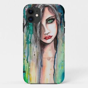 Funda Para iPhone 11 Retrato de mujer abstracta en arte de fantasía en 